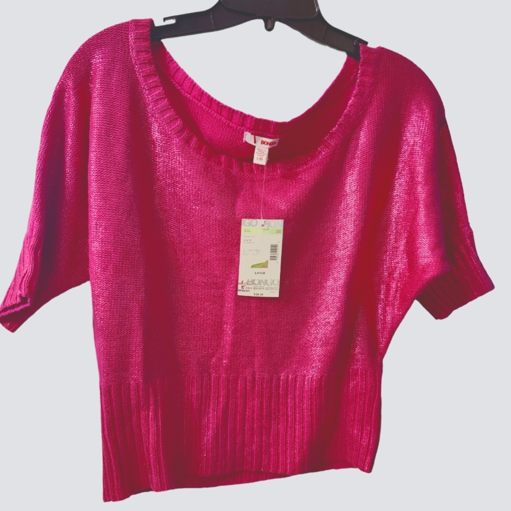 NWT Bongo Sparkly Pink Cropped Sweater Size L